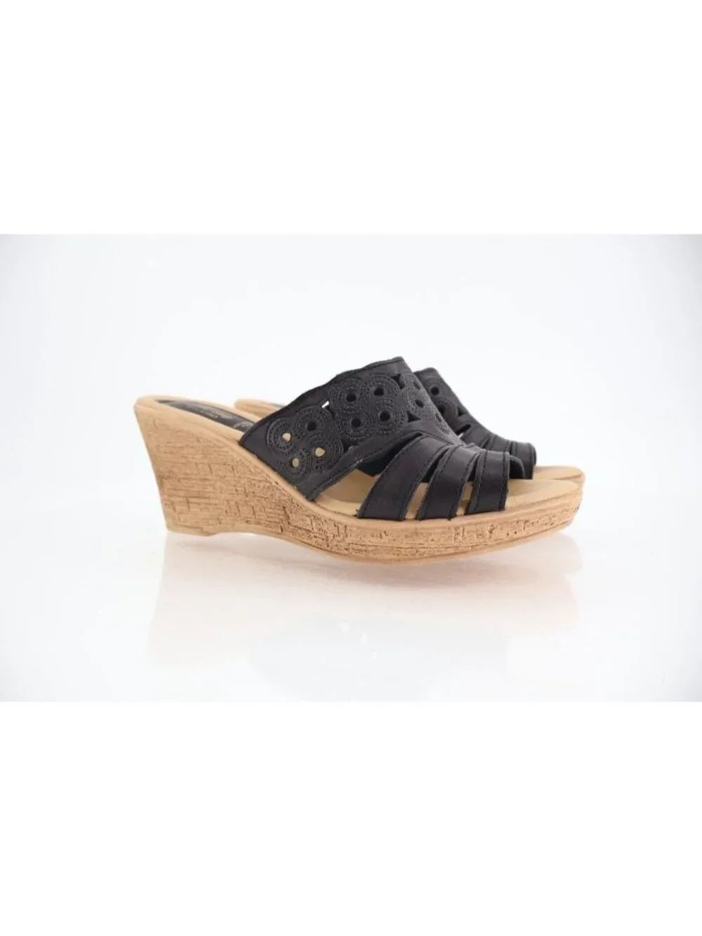 Spring Step Womens Topaz Sandal Women's Size 39 8 Black Leather Lasercut Slide